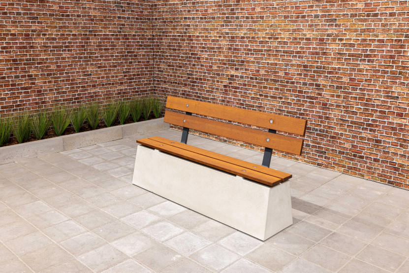 Concrete Bench DeLuxe with backrest