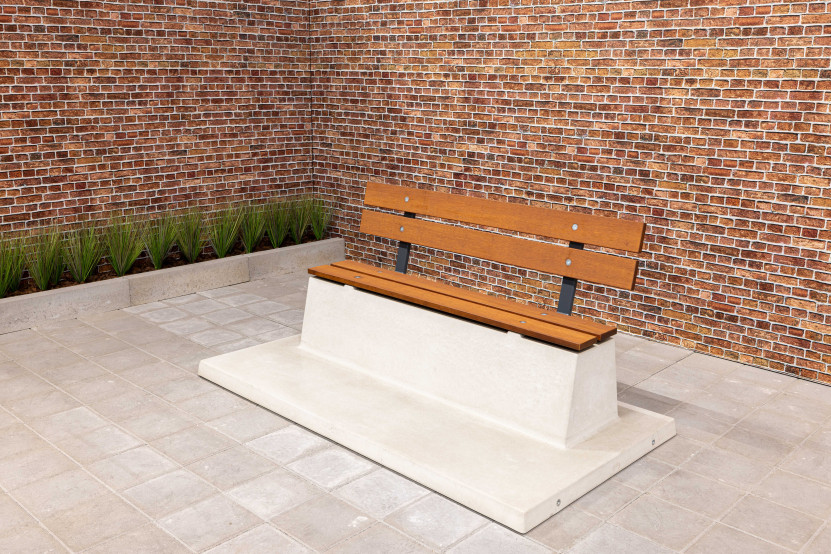 Concrete Bench DeLuxe with Base Plate with Backrest